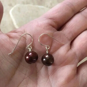 Chocolate Pearls, Cultured Freshwater Pearl Earrings, Everyday Earrings